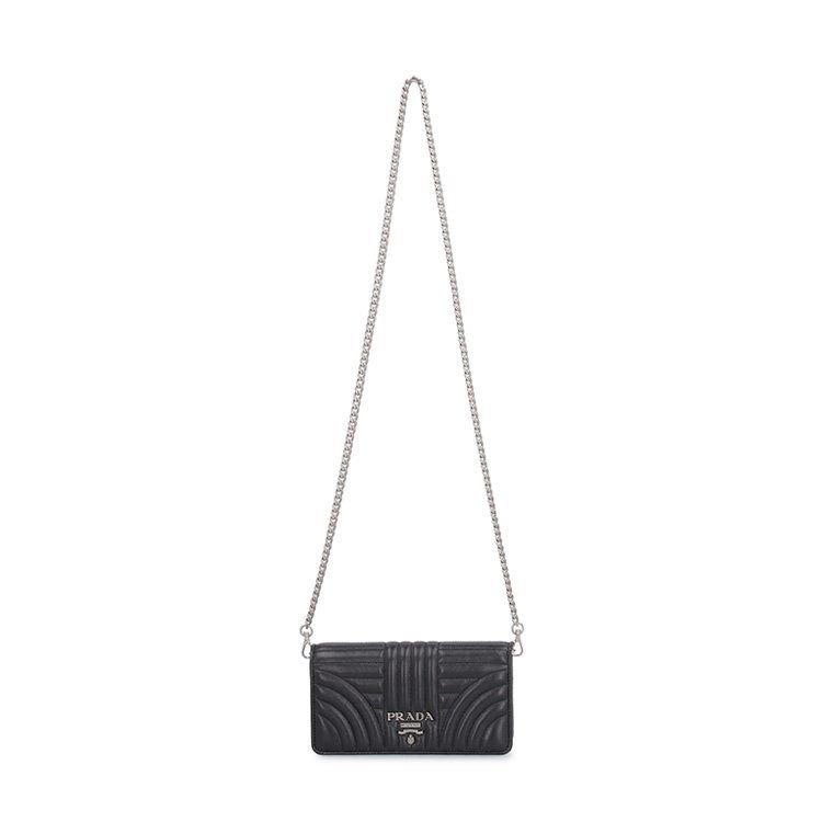 普拉达/prada 18年秋冬 标志牌绗缝牛皮单肩包 女性 黑色 手拿包 1dh