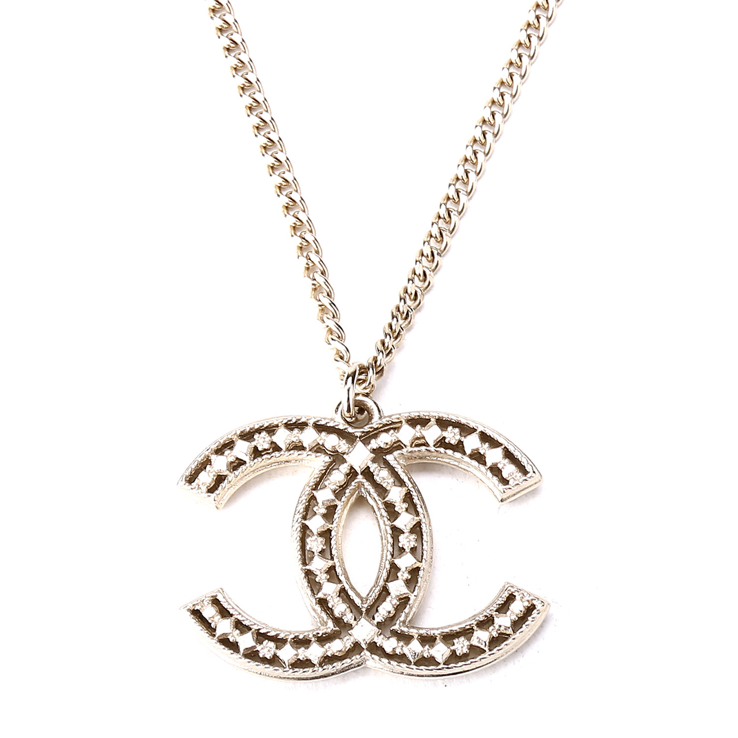 chanel(香奈儿 金色复古双c logo项链