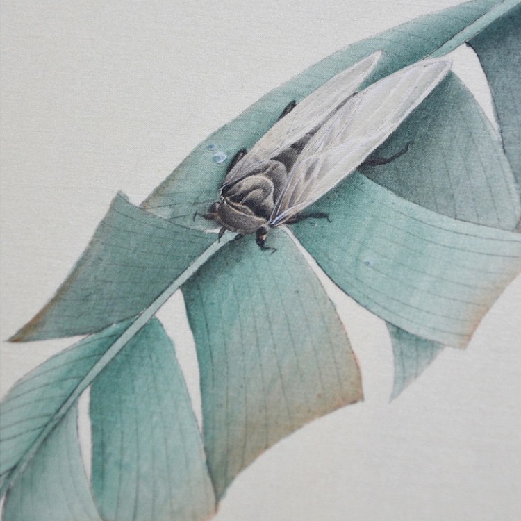 lijing/李晶 手绘芭蕉鸣蝉团扇