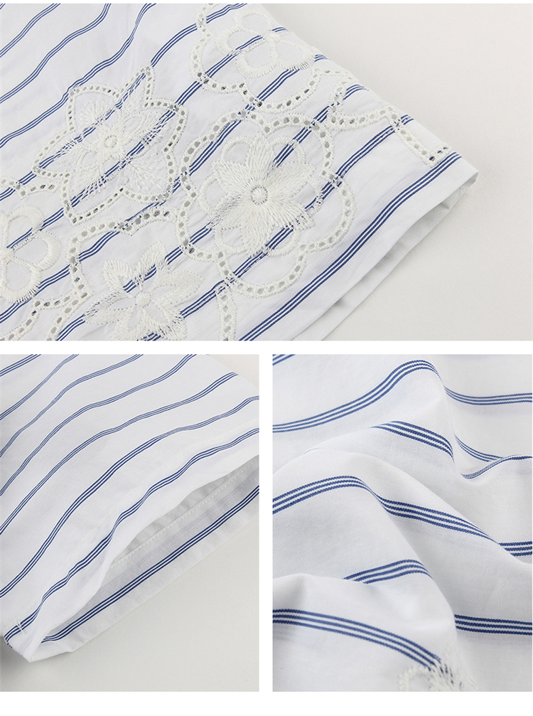 gant/甘特 女士衬衫休闲条纹圆领短袖衬衫 432421