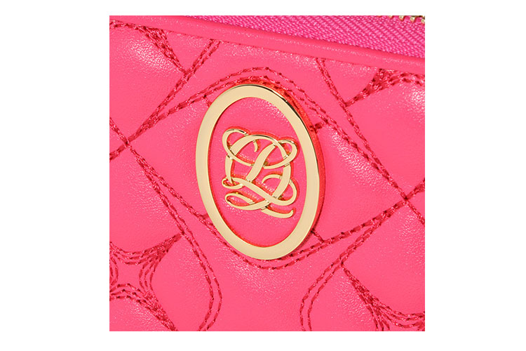 louis quatorze/瑞克朵丝rose rococo 系列亮粉色牛皮女士拉链短钱夹