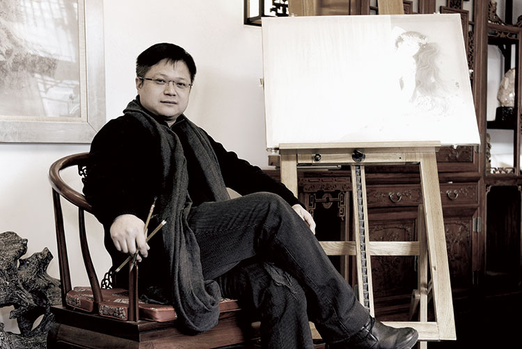 苏柏斗《能静观音》限量绢本版画