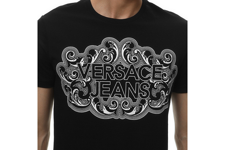 versace/範思哲 jeans浪花飾logo字母純棉圓領短袖男士t恤 b3gna724