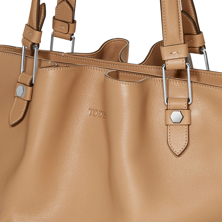 tods/托德斯 女士flower浅棕色真皮小号单肩包