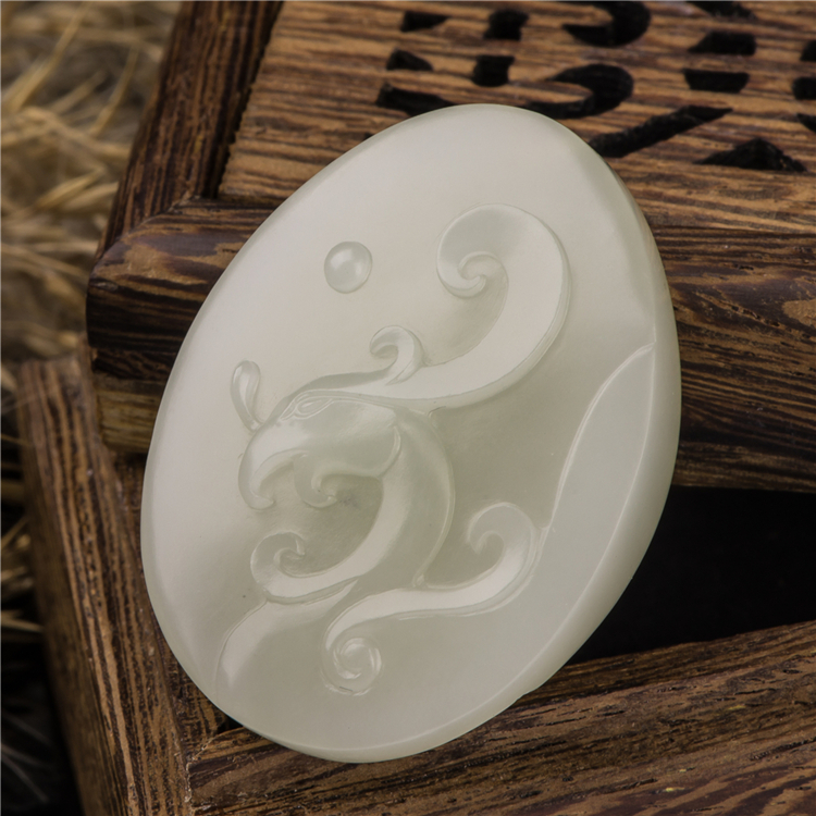 oriental art/金昭玉粹 和田玉籽料 挂饰 凤凰 金昭玉粹设计雕刻