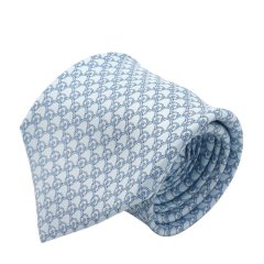 hermes/爱马仕 真丝 领带 圆形结扣图案 天蓝色图片