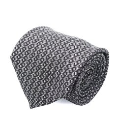 hermes/爱马仕 浅灰 猪鼻图案印花 男士真丝领带图片