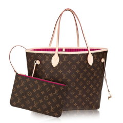（现货）Louis Vuitton/路易威登女士NEVERFULL 棕色老花子母包M40995/M41178/M41177 内衬卡其色/红色/玫红色 帆布/配皮单肩手提购物袋（S级未使用品）图片
