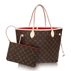 （现货）Louis Vuitton/路易威登女士NEVERFULL 棕色老花子母包M40995/M41178/M41177 内衬卡其色/红色/玫红色 帆布/配皮单肩手提购物袋（S级未使用品）图片