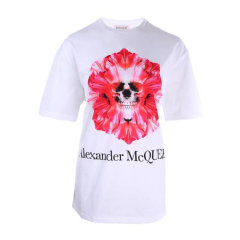 【包税】Alexander McQueen/亚历山大麦昆 女士白色短袖T恤 611029QZAA8-0900图片