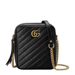 【包税】GUCCI/古驰 女包 GG Marmont系列 波浪纹 经典双G 女士黑色牛皮单肩包 550155-0OLFT-1000图片