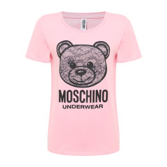 【大陆现货】MOSCHINO/莫斯奇诺 2020新款时尚花小熊印花图案黑色修身女士短袖T恤A191390190555图片