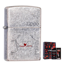 zippo之宝打火机 正品zippo火机 古银系列 爱的牵绊 爱心飞起 爱心猫 耗材套装图片