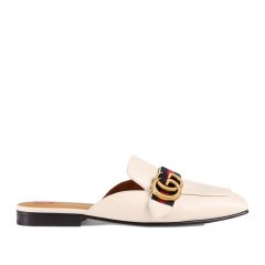 【包税】GUCCI/古驰  女士白色/黑色 时尚百搭 GG红蓝条纹拖鞋/平跟鞋 423694 DKHC0 9061图片