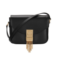 celine/赛琳【国内现货】女士链条logo印字单肩斜挎ins风背包黑色系