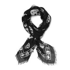 【包税】Alexander McQueen/亚历山大麦昆  黑色骷髅头图案女士围巾 1106404943Q1078  HQY012345C图片