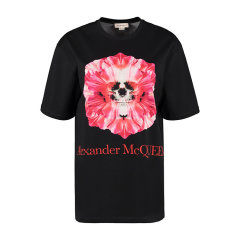 【包税】Alexander McQueen/亚历山大麦昆  女装 骷髅头图案 女士棉质时尚圆领春夏短袖T恤 611029QZAA89000 LXB0034C图片
