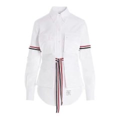 【包税】THOM BROWNE/THOM BROWNE  女装 条纹细节 女士棉质时尚方领休闲长袖衬衫 FLL098E 06177 100图片