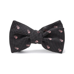 Alexander McQueen/亚历山大麦昆 男士桑蚕丝领结波点骷髅印纹 257306 4Q053图片