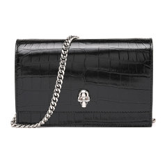 Alexander McQueen/亚历山大麦昆 骷髅徽标牛皮革翻盖单肩包链条包6130881HB0图片