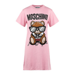 MOSCHINO/莫斯奇诺21新品嘻哈泰迪熊图案中长款女士连衣裙V049155011图片