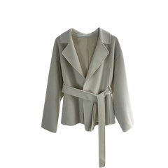 GeleiStory/GeleiStory澳洲羊毛翻领大衣女气质感系带女生外套中长款女士大衣图片
