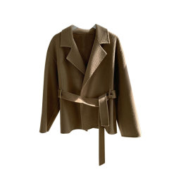 GeleiStory/GeleiStory澳洲羊毛翻领大衣女气质感系带女生外套中长款女士大衣图片