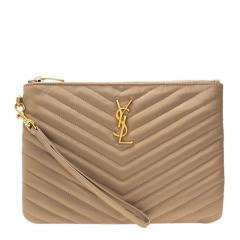 【包税】 SAINT LAURENT PARIS/SAINT LAURENT PARIS 女士米色皮质手拿包 379039-CWU01-2721 PLSX图片