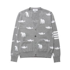 【包税】 THOM BROWNE/THOM BROWNE 男士灰色羊毛针织衫/毛衣 MKC350A-Y1002-055 PLFSX图片