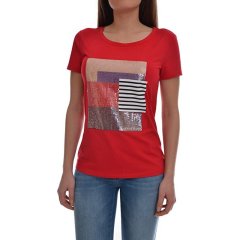 【包邮包税】 ARMANI JEANS/阿玛尼牛仔 女士红色棉质短袖T恤 3Y5T43 5JABZ 1468 PLFSX图片