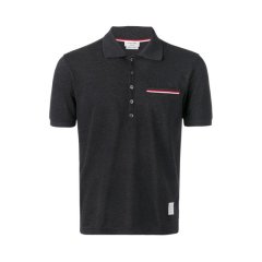 【包税】 THOM BROWNE/THOM BROWNE 男士深灰色棉质短袖Polo衫 MJP022A 01455 025 PLFSX图片