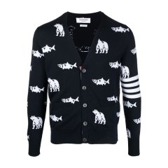 【包税】 THOM BROWNE/THOM BROWNE 男士灰色羊毛针织衫/毛衣 MKC350A-Y1002-055 PLFSX图片
