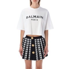 【包邮包税】 BALMAIN/宝曼 女士黑色棉质短袖T恤 YF1EE020BB02 EAB PLFSX图片