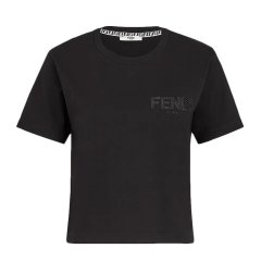 【包邮包税】 FENDI/芬迪 女士黑色棉质短袖T恤 FS7389 AFLT F0GME PLFSX图片