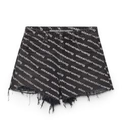 【包税】 ALEXANDER WANG/亚历山大·王 黑色徽标印花短裤 4DC1214896 060 PLFSX图片