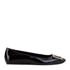 【包税】 Roger Vivier/罗杰·维维亚 黑色金属方扣漆皮平底鞋 女款 RVW4041 5280D1P B999 PLXSX图片