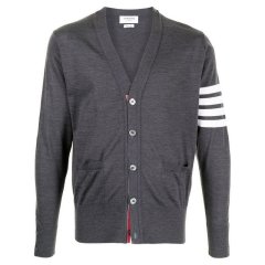 【包税】THOM BROWNE/THOM BROWNE 男士灰色羊毛男士针织衫/毛衣 MKC002AY1014 022 PL2303图片