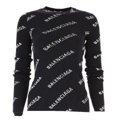 【包税】Balenciaga/巴黎世家 女士黑色织物女士长袖T恤 570844 T6140 1070 PL2303图片