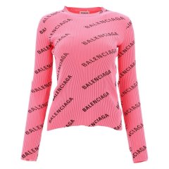 【包税】Balenciaga/巴黎世家 女士黑色织物女士长袖T恤 570844 T6140 1070 PL2303图片