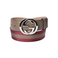 【包税】GUCCI/古驰 女士浅蓝色帆布配皮腰带 114984 H90WN 1084 PL2303图片