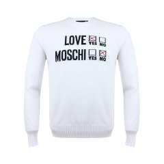MOSCHINO莫斯奇诺男装时尚图案字母印花套头圆领针织衫白色黑色MS30U01图片