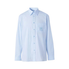 【包税现货】BURBERRY/博柏利 女士淡蓝色棉质格纹袖经典长袖衬衫80621481图片