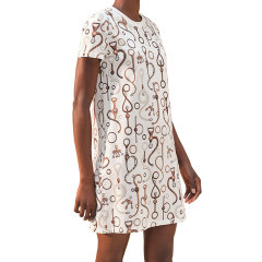 【包税】Hermes/爱马仕24新款 女士白色棉质图案印花直筒连衣裙H4E4527DNA334图片