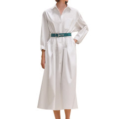 【包税】Hermes/爱马仕24新款 女士白色棉质饰棉绳带衬衫连衣裙H4E0546DV9034图片