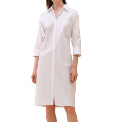【包税】Hermes/爱马仕24新款 女士白色棉质Caleche刺绣衬衫连衣裙H4E0501DV9034图片