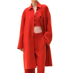 【包税】Hermes/爱马仕24新款 女士红色山羊绒夹克领双面伞形大衣H4E0176DCDB34图片