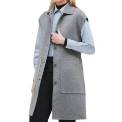 【包税】Hermes/爱马仕24新款 女士灰色山羊绒束腰长款夹克领大衣H4H0101DA2C34图片