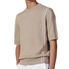 【包税】Hermes/爱马仕24新款 男士米色棉质线条印花圆领T恤H457255HA1WSM图片