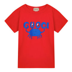 古驰（GUCCI）女童宝棉质螃蟹印花圆领短袖T恤 722401XJEZF DX图片