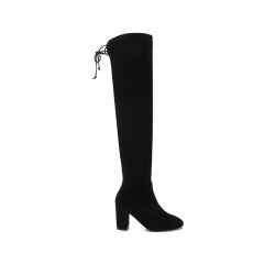 Stuart Weitzman/斯图尔特韦茨曼 女士绒面革/织物粗跟高筒靴长靴 ZUZANNA 80图片